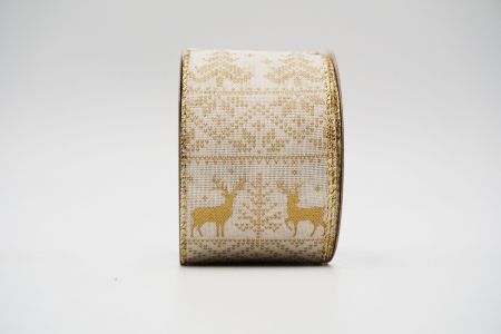 Knit Printed Reindeer.Tree Ribbon_KF6403G-2_Ivory
